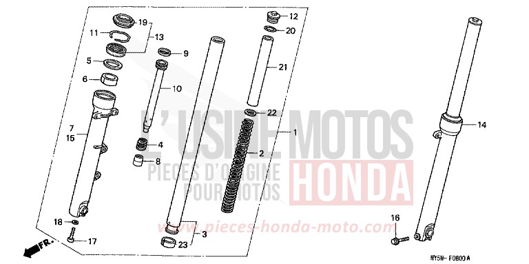 GABEL, VORNE von CB1300 Super Bold'or ABS TANGO ORANGE METALLIC (YR201B) von 1999
